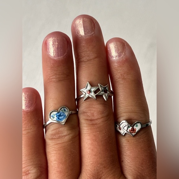 Silver Heart and Star Ring Set - Picture 3 of 6